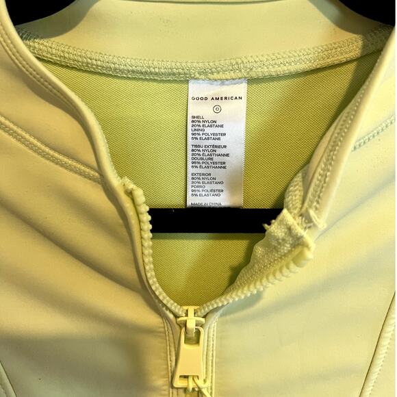 Good American | Compression Long Sleeve Scuba Zip Front Swimsuit Lime Green 0 XS - Picture 4 of 9